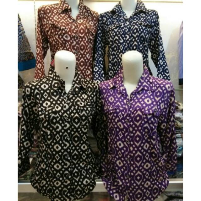 Kemeja motif wajik formal size L