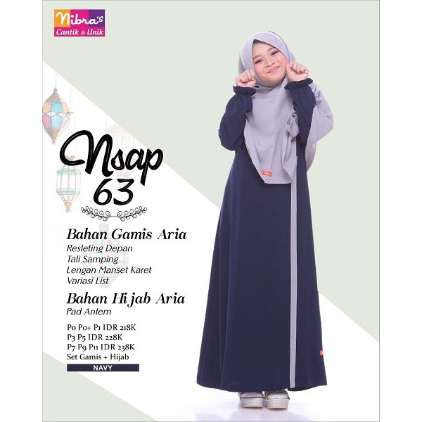 BIG SALE! GAMIS ANAK NIBRAS NSAP 63 MAROON DAN NAVY (SET HIJAB)