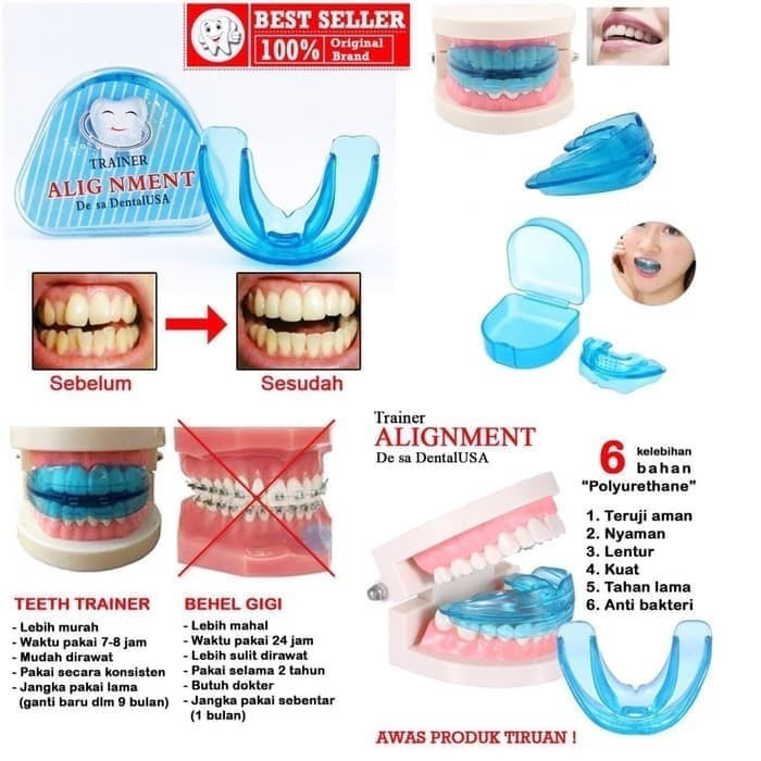 [BISA COD] Alat Perapi Gigi Karet Biru Perata Gigi Pelurus Gigi Teeth Trainer Alignment Original