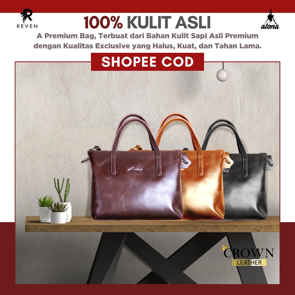 Tas Kulit Asli Wanita Selempang Bahu Slingbag Cewek Fashion Perempuan Alona Premium Shoulder Bag Ori
