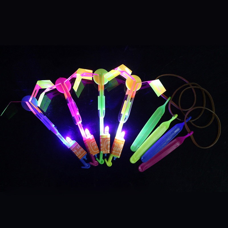 Mary 6.18x0.87in Menyala LED Roket Terbang Copters Bambu Capung Glow in the Dark Party Favor Ulang Tahun Natal