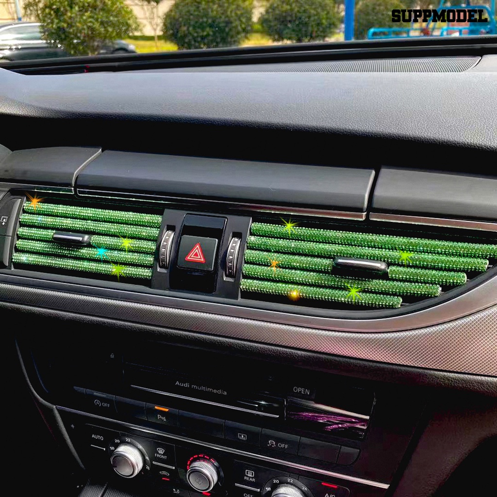 Suppmodel 5Pcs Stiker Strip Berlian Imitasi Bentuk U Anti Debu Untuk Dekorasi Kisikisi Ac Mobil DIY