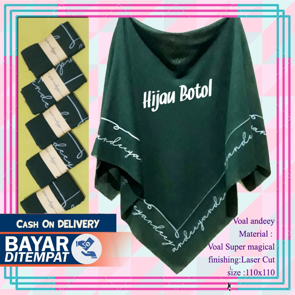 Hijab  - JILBAB SEGIEMPAT Premium bahan voal  LASERCUT WARNA HIJAU NAVY KUNING LEMON BISA COD MURAH