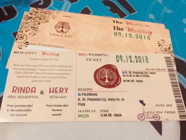 Undangan Wedding Desain Tiket Exo Shopee Indonesia