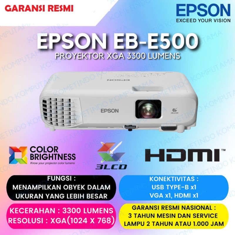 Proyektor Epson EB-E500 XGA 3LCD 3300 lumen