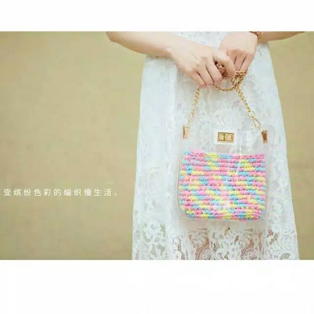 Tas bening / Tas trasnparant selampang (Tanpa Rajutan Didalam)