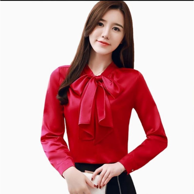 Blus Wanita Gaya Korea Lengan Panjang Murah Terbaru - Jfashion Young - Putih, L