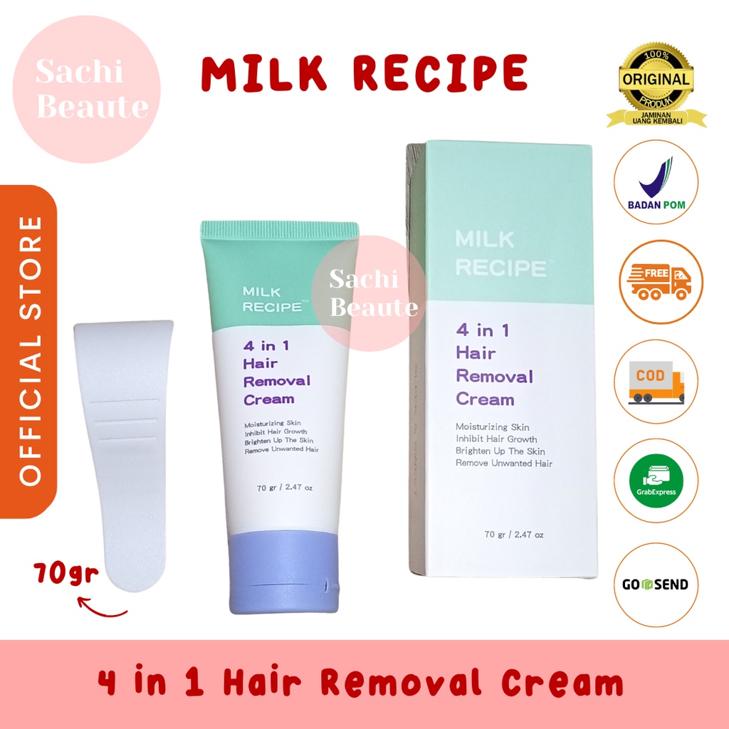 Milk Recipe New 4 in 1 - 3 in 1 Hair Removal Cream Krim Penghilang Bulu Perontok Bulu ketiak / Bulu kaki