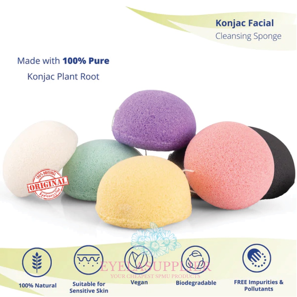 100%  Natural  Konjac Sponge Pembersih Muka Alami Mengangkat Sel Kulit mati Eksfoliasi Face Facial Spons Wajah Organik Organic Perawatan Muka Body Spon