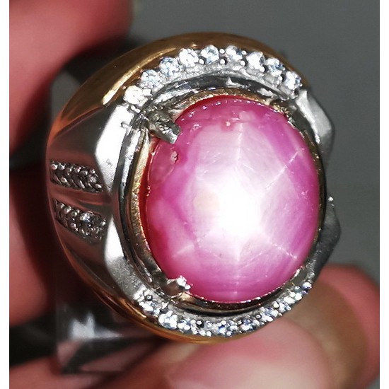 Cincin Ruby Star Pink Besar Natural Star Ruby Corundum