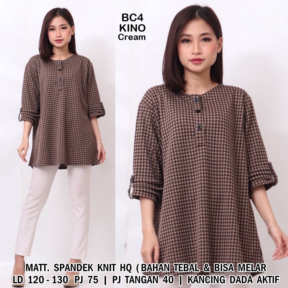 BIGCLO - (COD) LD 120cm Blouse Jumbo Wanita BC4 Baju Atasan Bigsize Lengan Panjang-Kino (Cream)