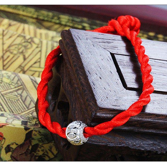 925 Perak Gelang Tali Merah Rajutan Sabuk Fashion Wanita Perhiasan