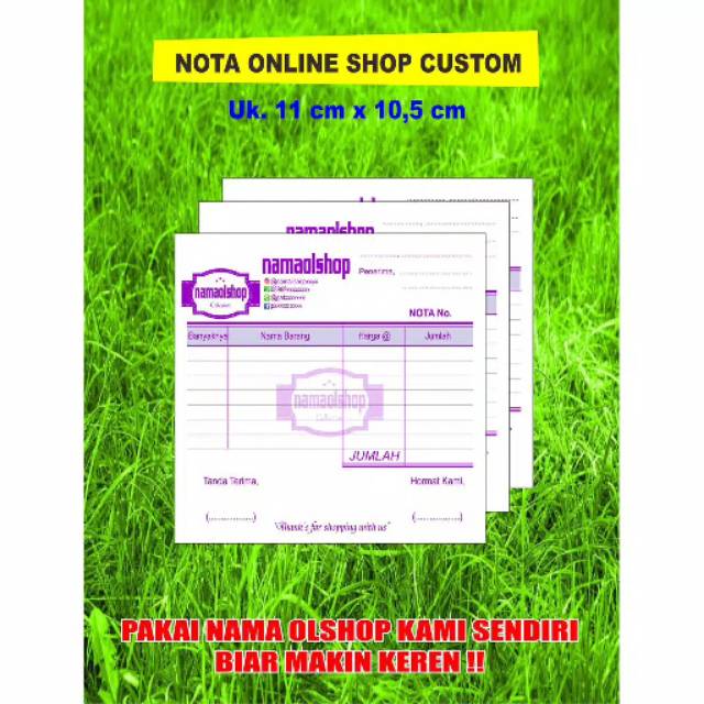 

Nota Olshop Custom 1/6 Folio (11x10,5 cm) Jilid Lem