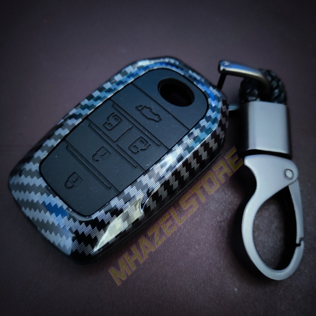 Gantungan kunci casing case cover sarung  remote Keyless Mobil Toyota voxy Alphard vellfire 5 tombol model carbon