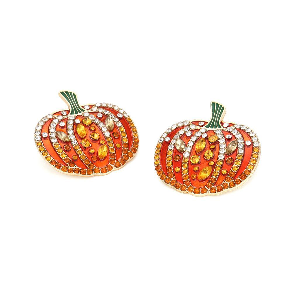 Mxbeauty Pumpkin Stud Earrings Berlebihan Retro Gadis Hadiah Gaya Eropa Amerika Telinga Perhiasan Alloy Berlian Imitasi Anting Labu