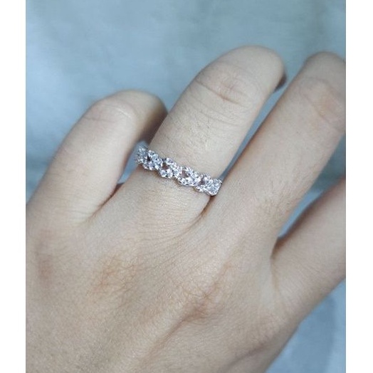 Cincin Sisik Naga Perak Asli 925 Lapis Emas Putih / size 12 - Anti Karat - Perhiasan Wanita