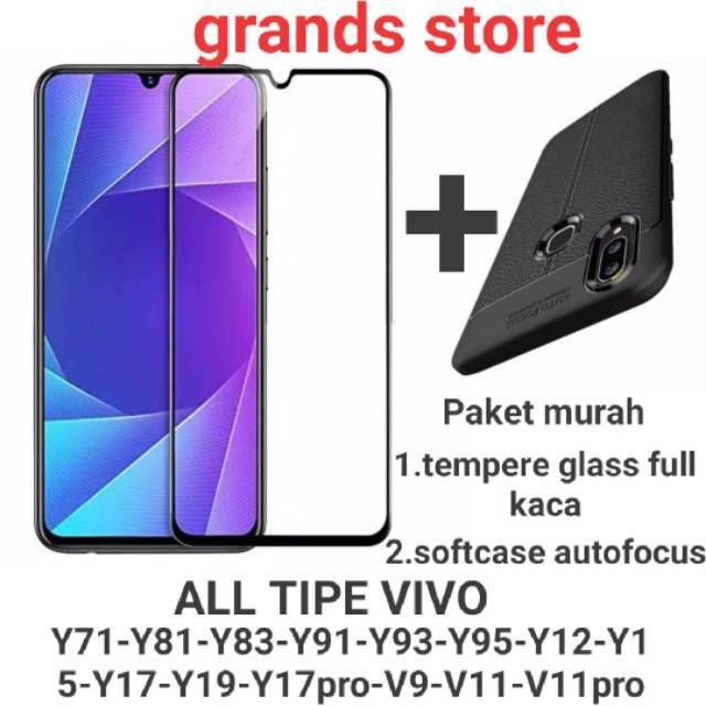 (2 in 1)Tempered glass 5d full + softcase autofocus all tipe VIVO