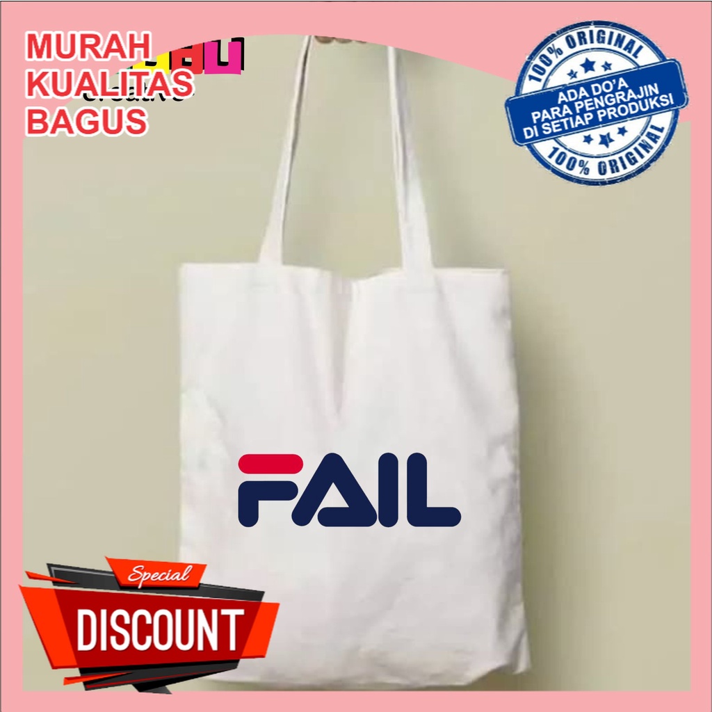 FAIL FILA Logo Style Totebag Vintage aesthetic Resleting Tote wanita pria AEN BAG