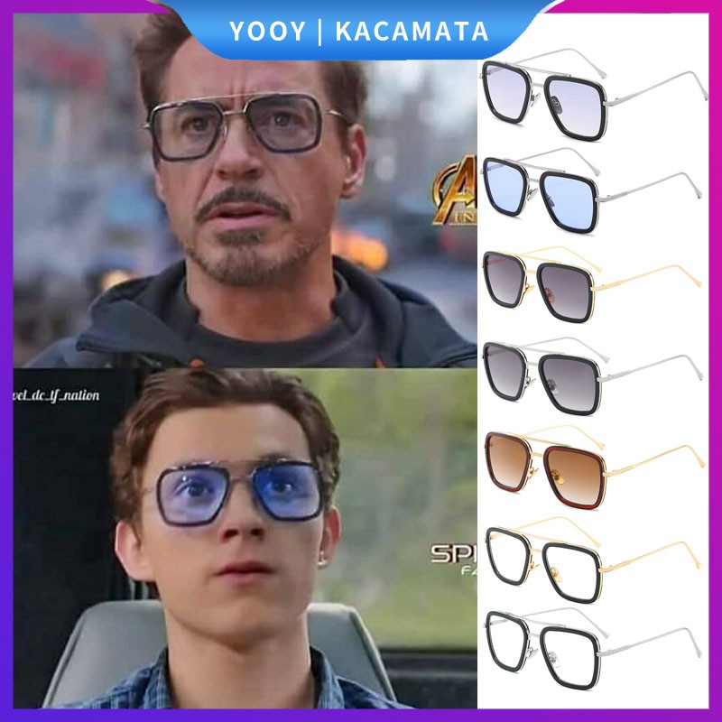 Kacamata Tony Stark Bentuk Kotak Desain Iron Man Spiderman Kacamata Tony Stark Bentuk Kotak Desain Iron Man Spiderman