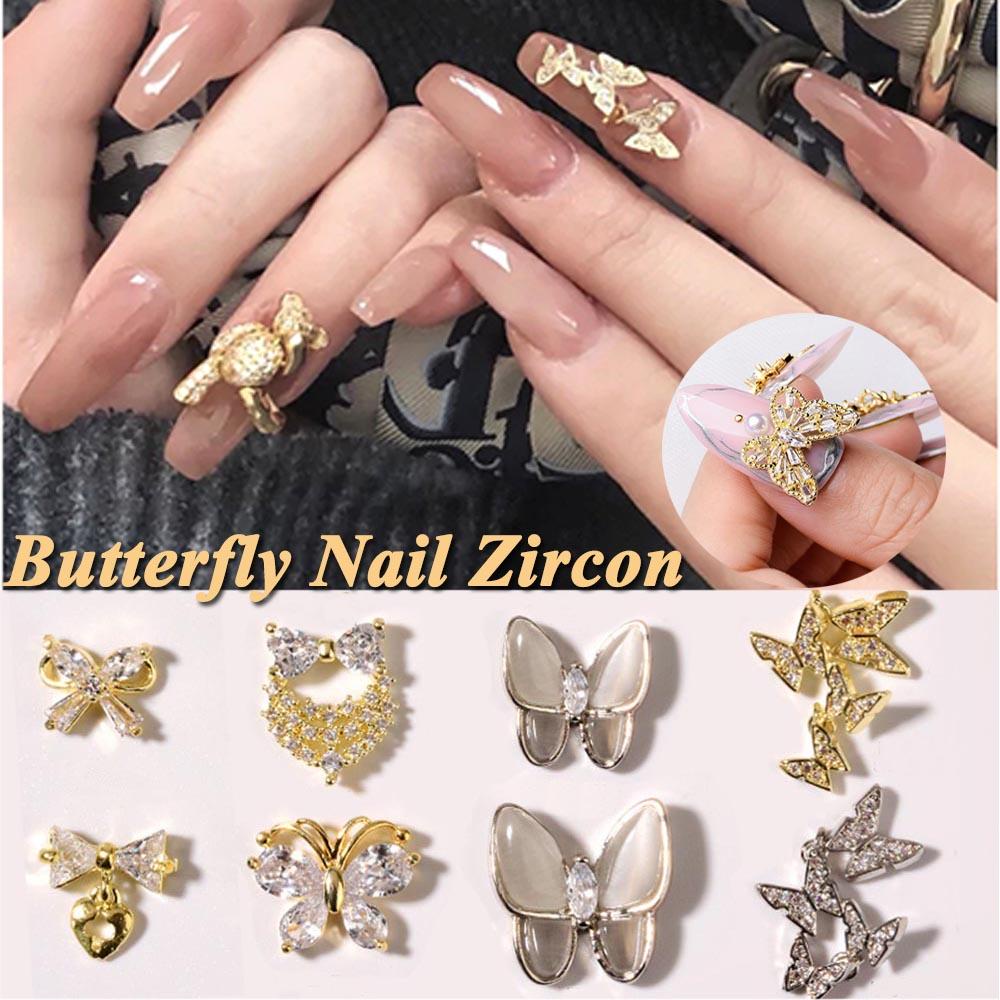 Mxbeauty DIY Kuku Rhinestones Pesona Logam Mata Kucing Batu Liontin Rantai Manicure Aksesoris Perhiasan Kuku Kristal