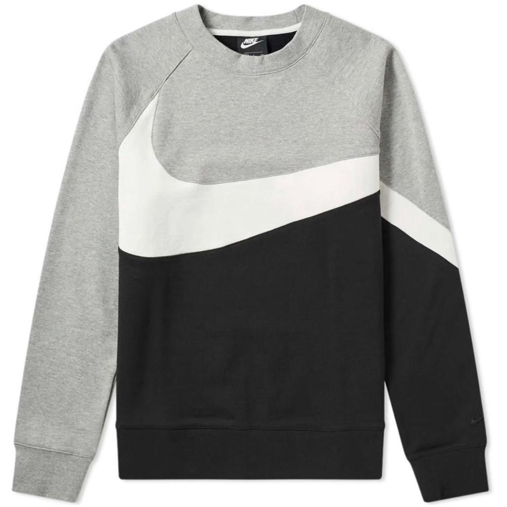 Sweatshirt Crewneck Nike Kombinasi Polos Abu// Jaket Sweater Nike Big Swoosh Authentic Quality