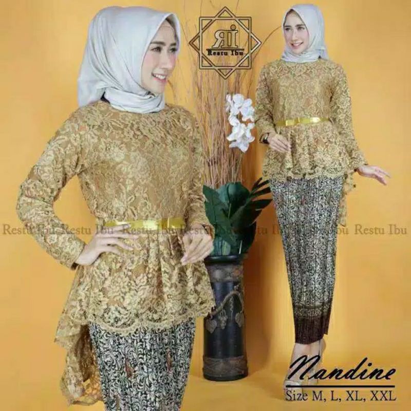 Setelan kebaya aurora modern / kebaya brokat pinguin / kebaya pesta