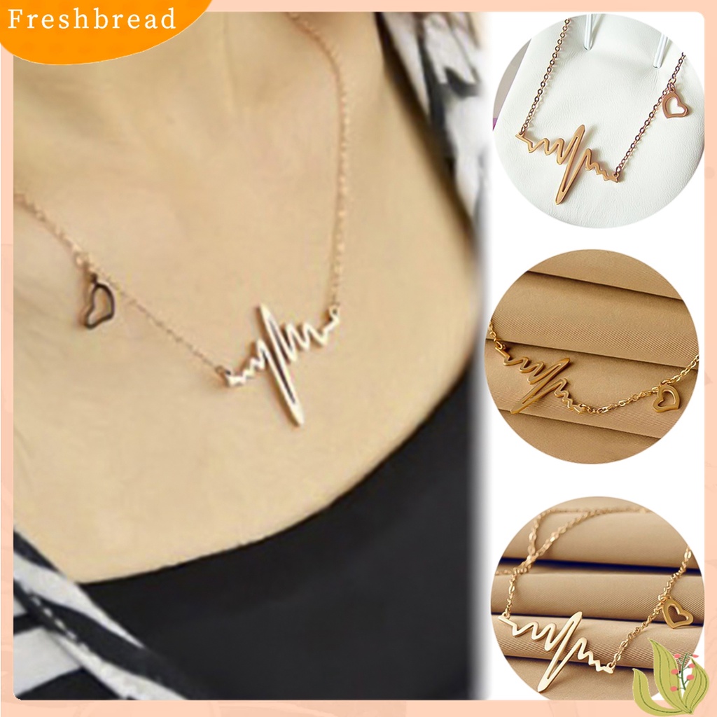 【Fresh】❀Women Fashion ECG Love Heart Pendant Necklace Charm Clavicle Chain Jewelry Gift