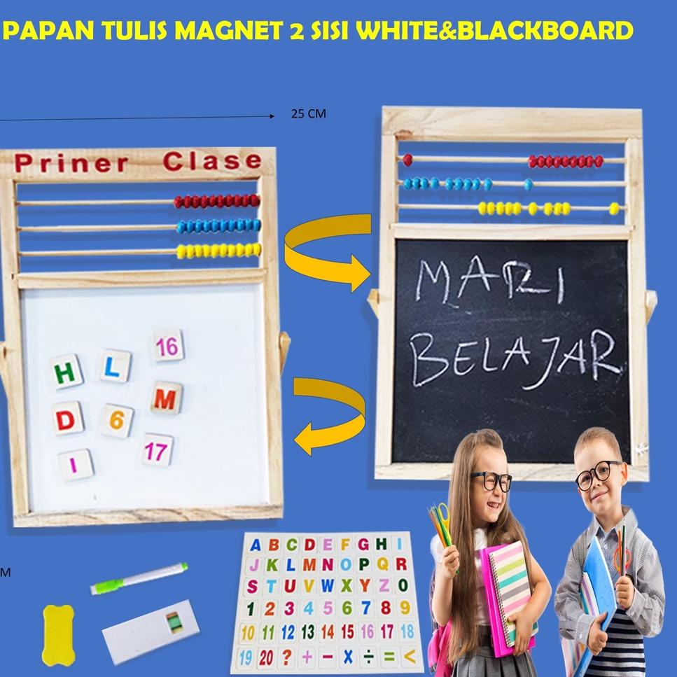    stok   re4dy     learning easel 3 in 1 magnet   papan tulis anak magnetic dua sisi whiteboard bla