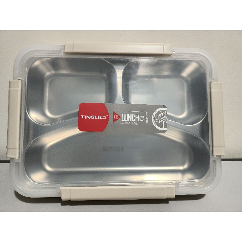 kotak makan stainless 304 3sekat 880ml/lunchbox stainless 304 3sekat