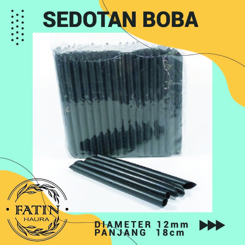 ☘️FATIN☘️ SEDOTAN PLASTIK BUBBLE BOBA/SEDOTAN BOBA BESAR/ SEDOTAN HITAM BOBA TERLARIS 100 PCS,12MM,18CM