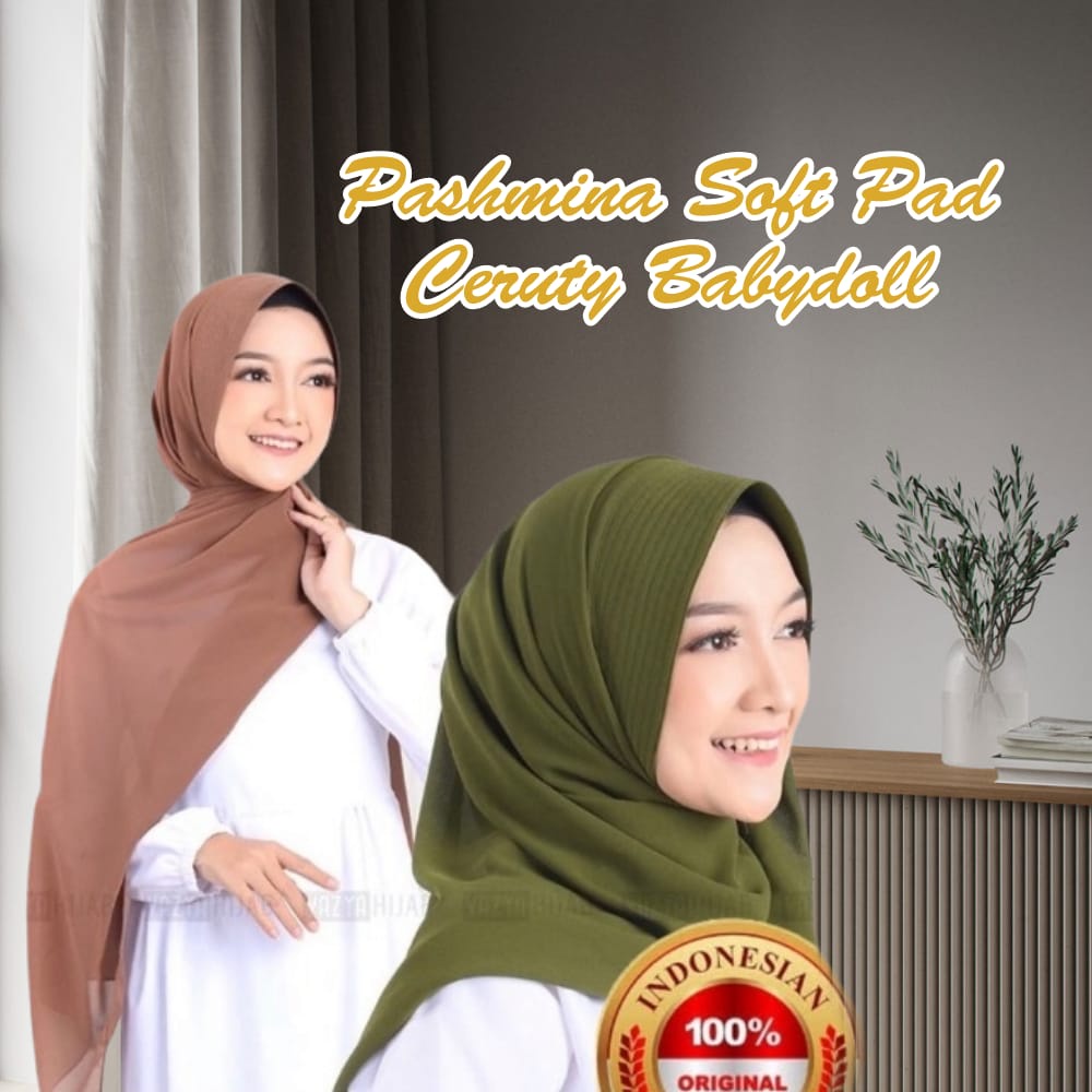Terbaru Pashimna Pad Ceruty Babydoll / Jilbab Pashmina Soft Pad Antem