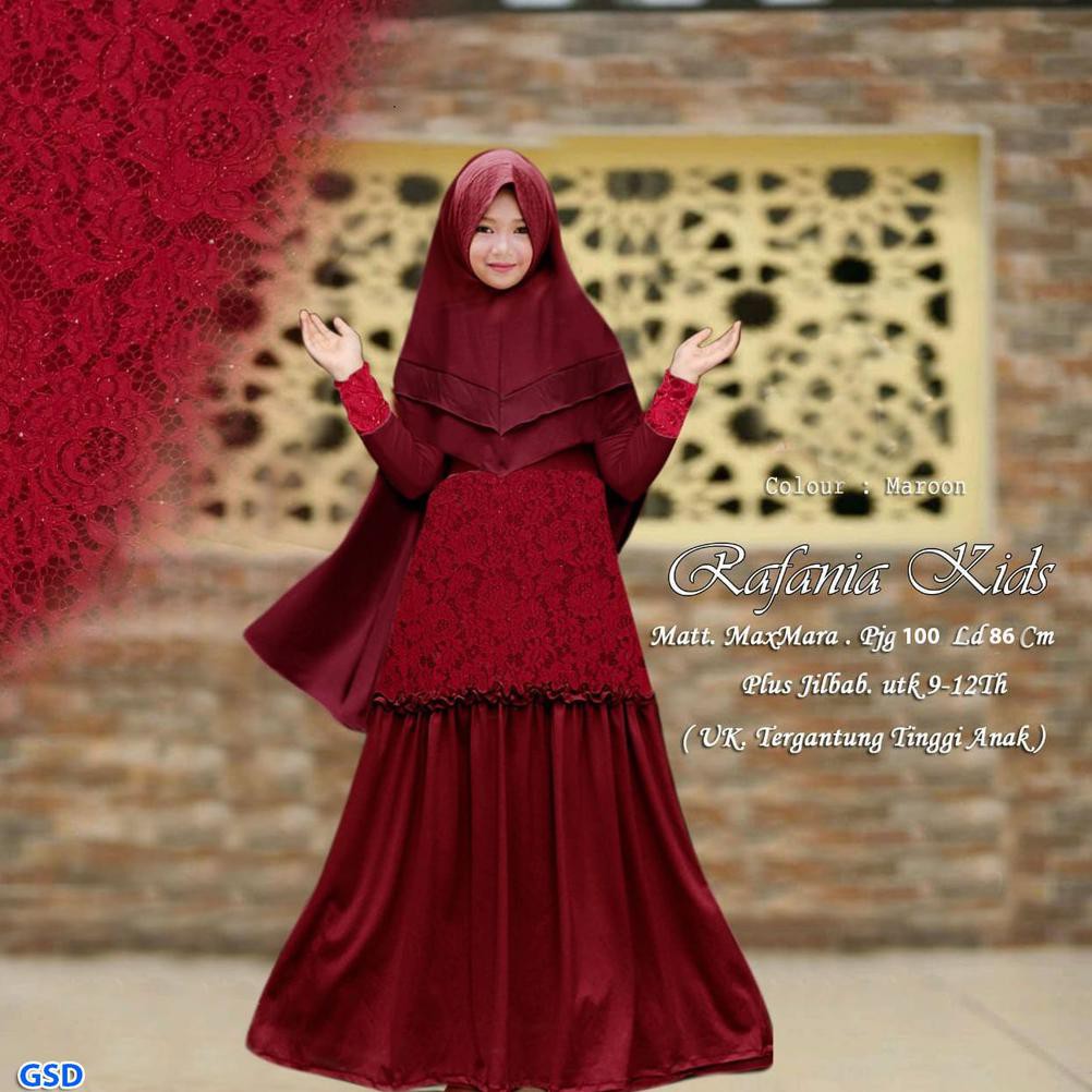 Baju Muslim Anak model mermaid / Syar'i Gamis Plus hijab anak / fashion Muslim / Syar'i Rafania kids
