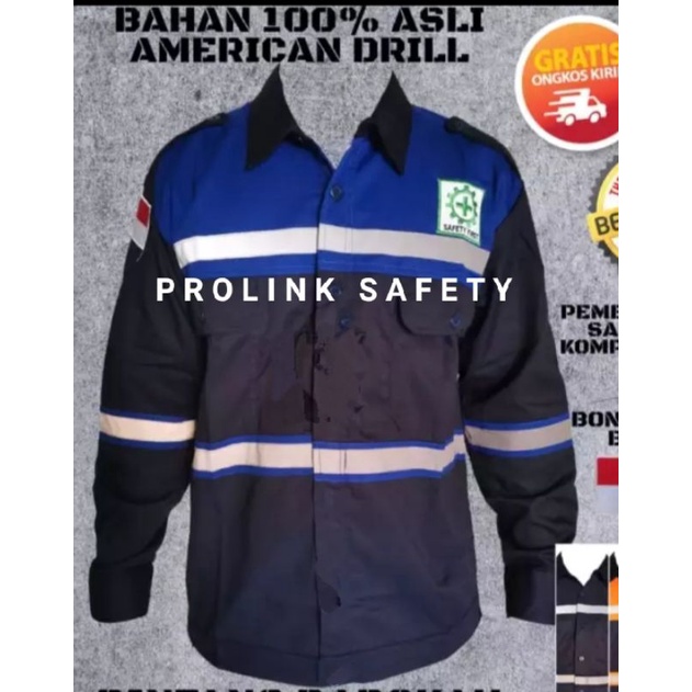 SERAGAM SAFETY BIRU HITAM SCOTLIGT DOBLE PERUT