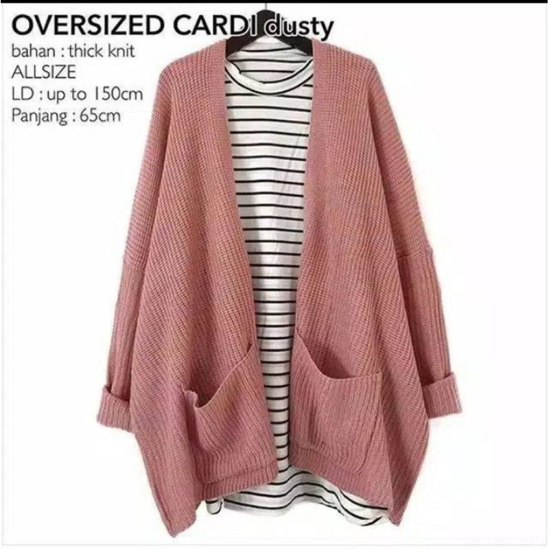 OVERSIZE LAVELLA PREMIUM CARDIGAN RAJUT TEBAL-Dustypink