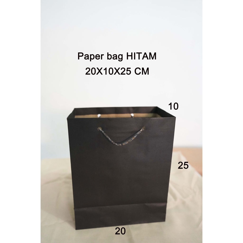 

Paper Bag HITAM 20x10x25 Tas kertas Goodie Bag Paperbag BLACK