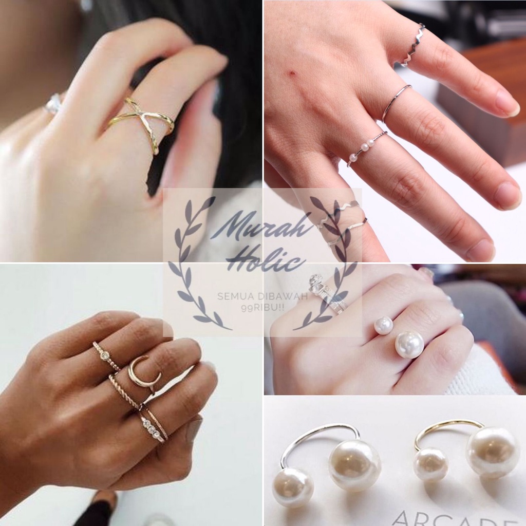 MURHOL Cincin Fashion Wanita Aksesoris Ring Lucu Remaja Dewasa Perempuan Cewek Accessories Murah