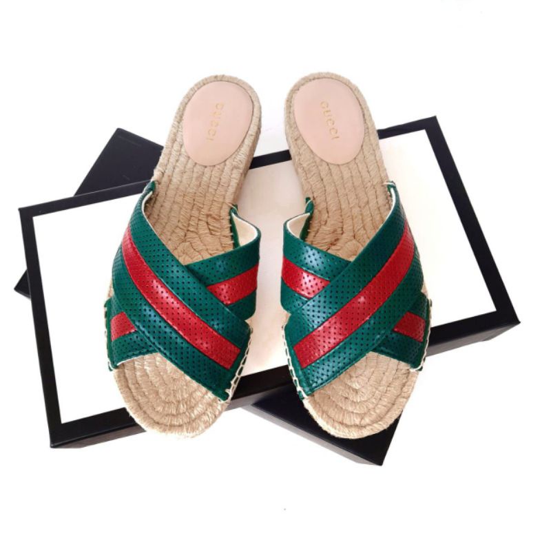 Sendal Gucci Stripe Espadrille Slide Original