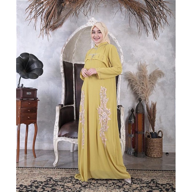 Gamis Sabrina Bordir Payet Free Manset Original Butik