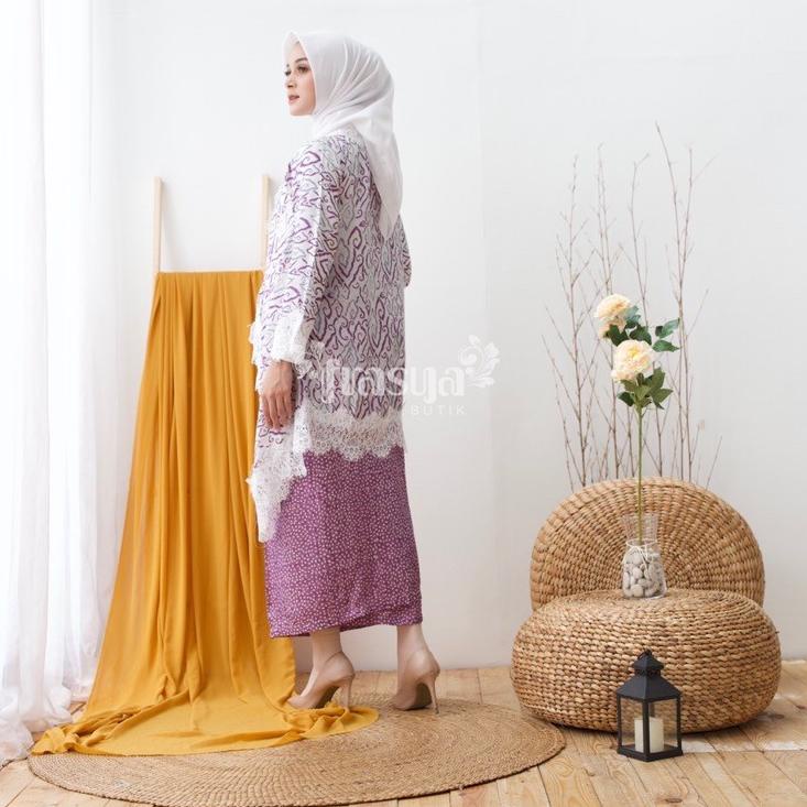 ♥F⚡ASH SALE♥ Set Hanna Lace Lilac Kebaya Outer Lace Renda Batik Viscose