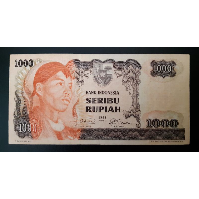 uang lama 1000 rp tahun 1968 Soedirman