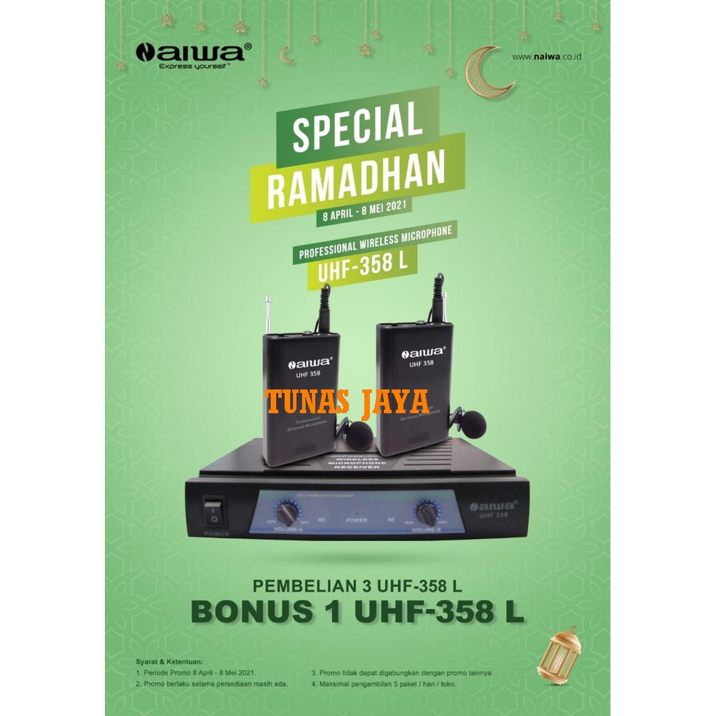 Mic Wireless Aiwa UHF358 Clip on Microphone Aiwa UHF 358 Special Ramadhan