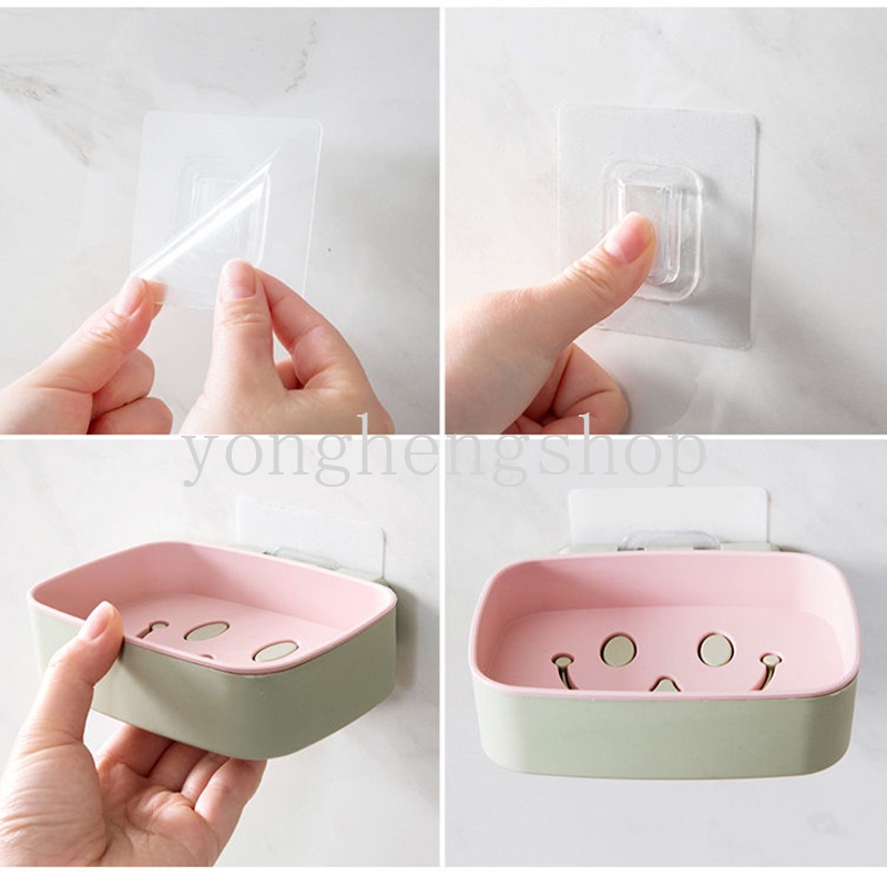 Rak Holder Sabun Dua Lapis Motif Kartun Wajah Tersenyum Untuk Kamar Mandi