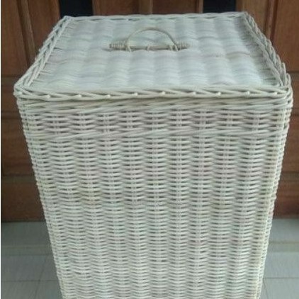 Keranjang rotan kotak persegi laundry tutup penyimpanan besar jumbo  40x40x65 cm