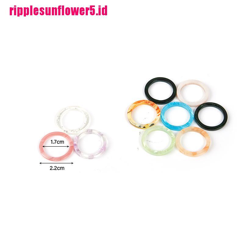 # Kaos T-Shirt Wanita Lengan Pendek Motif Print #10pcs / lot Cincin Resin Gaya Korea Untuk Wanita