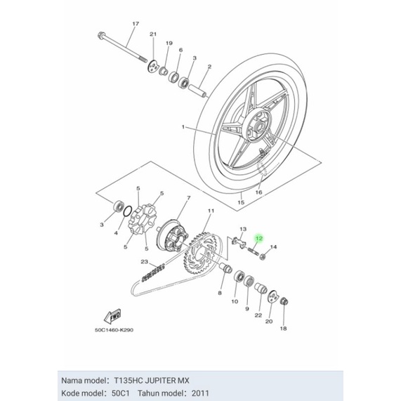 BAUT TANAM NAP GEAR GIR JUPITER MX OLD NEW ASLI ORI YAMAHA 90116 08017