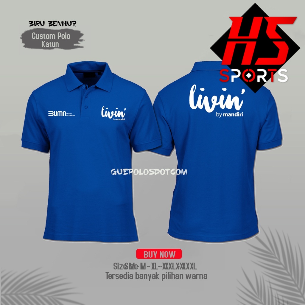 polo livin by mandiri - depan logo LIVIN BUMN belakang LIVIN MANDIRI - Poloshirt livin by mandiri - BAJU kerah livin mandiri terbaru - Baju polo Bank Mandiri