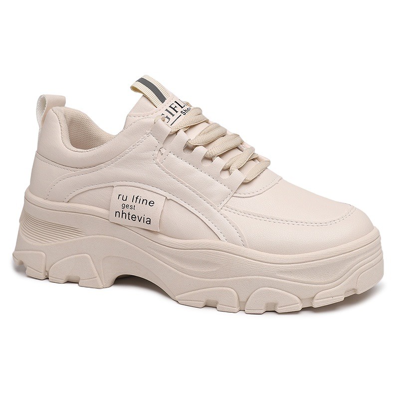 Sneakers Putih Platform Tinggi Korean Style UFLINE-CREAM