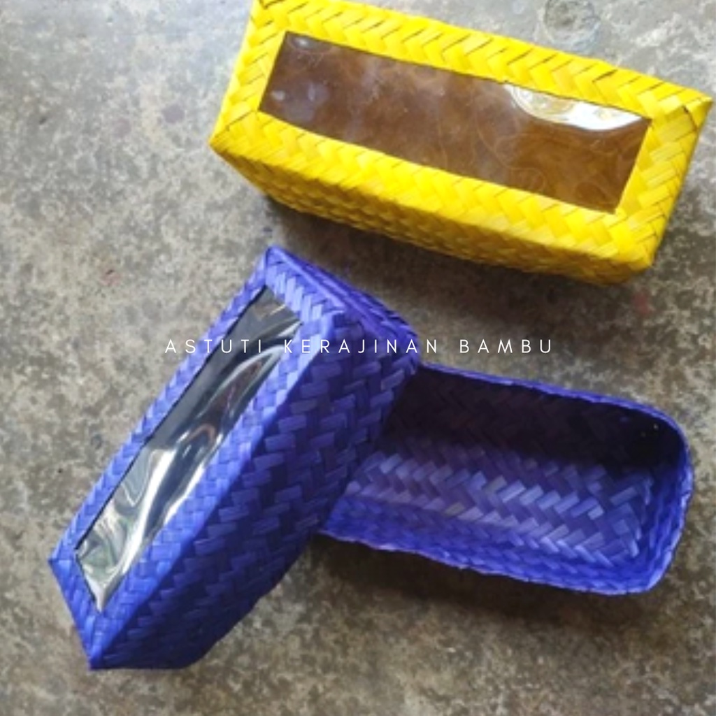 Besek Persegi Panjang 22 x 8 x 7 cm Mika Warna/Besek Mika/Besek Tutup Transparan/Besek warna Mika