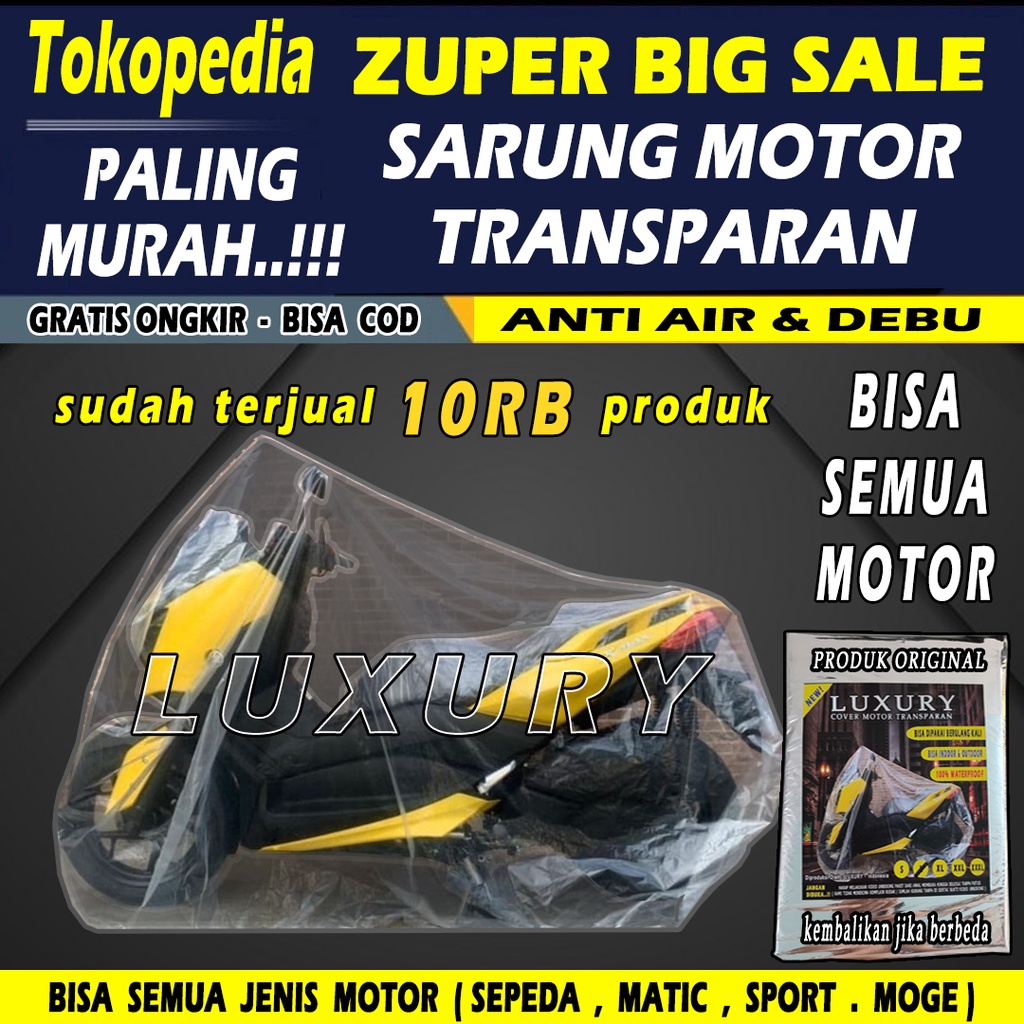 Cover Sarung Motor Transparan Waterproof Selimut Tutup Vespa Beat Vario Pcx Nmax Xmax Aerox Ninja 1