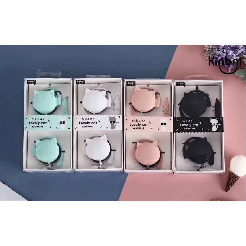 [KN-269] / [KN-3064] /  [KN-3073] Headset Earphone Karakter Bentuk Motif Hewan Animal KEPALA KUCING / Earphone Empuk CAT HEAD Berekspresi / Cute Cat Earphone